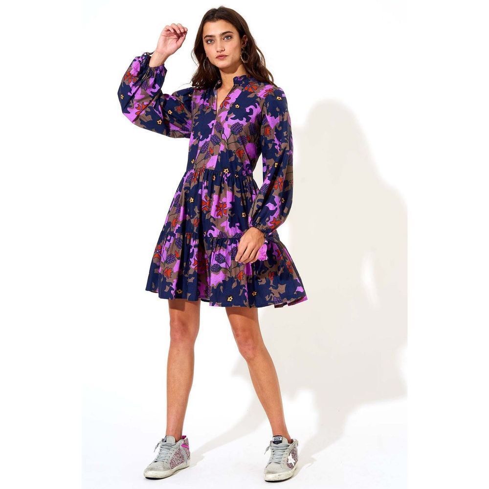 SOLD SOLD OLIPHANT Floral Yoke Dress Suzani Navy Size XS